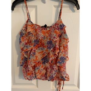 AEO floral ruffled tank top